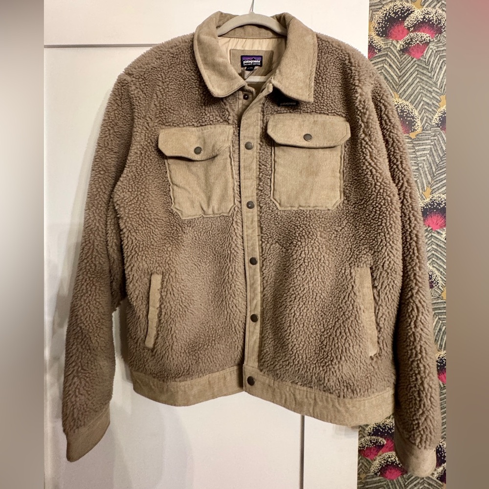 Patagonia Beige Corduroy Sherpa-Lined Trucker Jacket (Organic Cotton)